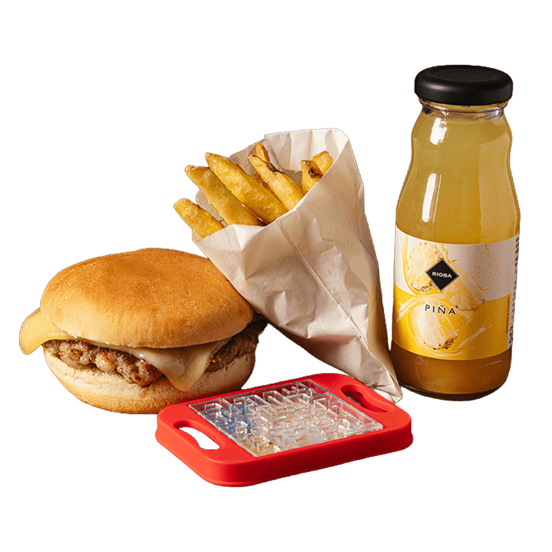 Burger Cerdo + Patatas + Sorpresa
